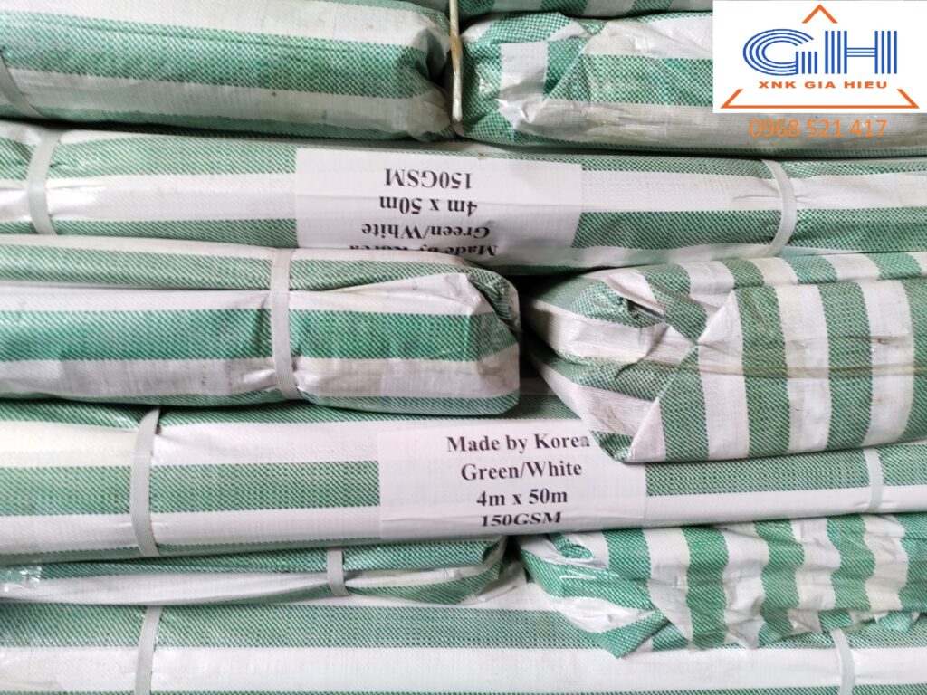 Bạt sọc trắng xanh lá khổ 4m
